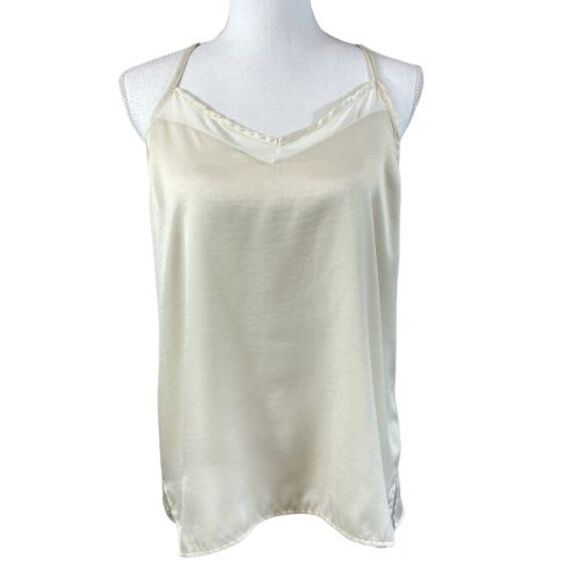 Ro & De Anthropologie Women's M Ivory Silky Cami Tank Top with Spaghetti Straps - Picture 1 of 7